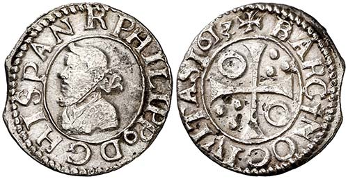 1613/2. Felipe III. Barcelona. 1/2 ... 