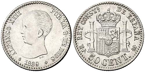 1889*89. Alfonso XIII. MPM. 50 ... 