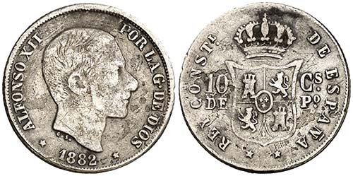 1882. Alfonso XII. Manila. 10 ... 