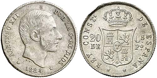 1884. Alfonso XII. Manila. 20 ... 