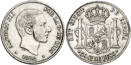 1882. Alfonso XII. Manila. 50 ... 
