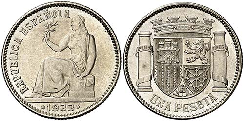 1933*34. II República. 1 peseta. ... 