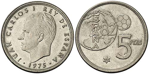 1975*80. Juan Carlos I. 5 pesetas. ... 