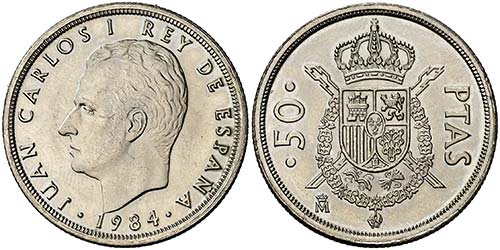 1984. Juan Carlos I. 50 pesetas. ... 
