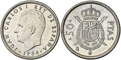 1984. Juan Carlos I. 50 pesetas. ... 
