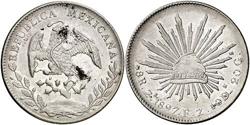 1897. Zacatecas. FZ. 8 reales. ... 