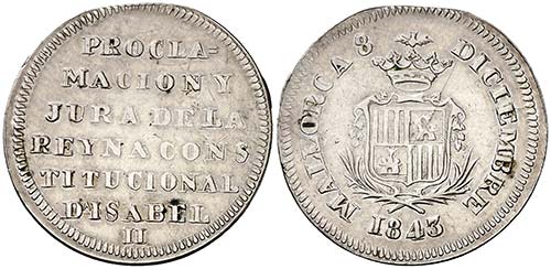 1843. Isabel II. Mallorca. Medalla ... 