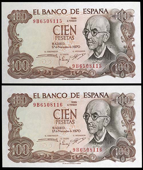 1970. 100 pesetas. (Ed. D73c var) ... 