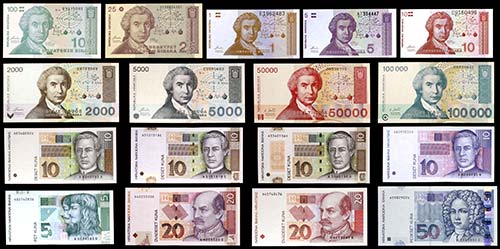 Croacia. 18 billetes de distintos ... 