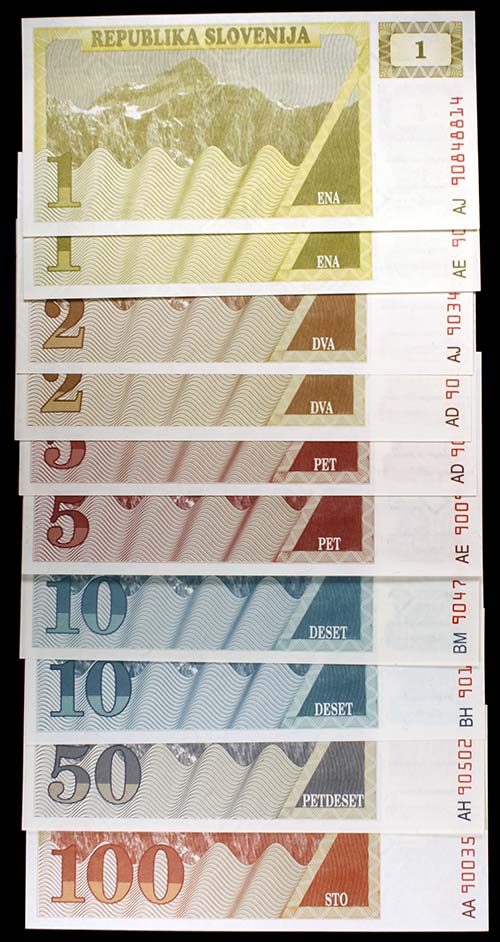 Eslovenia. 23 billetes de ... 