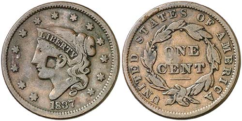 1837. Estados Unidos. 1 centavo. ... 