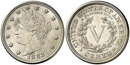 1883. Estados Unidos. 5 centavos. ... 