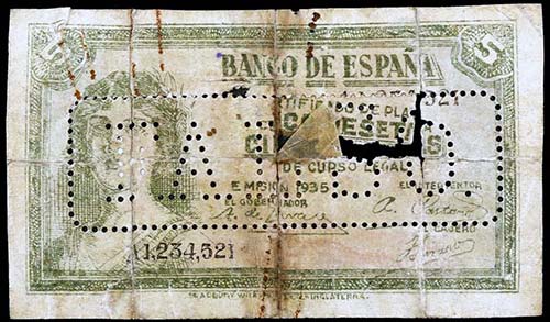 1935. 5 pesetas. (Ed. falta). ... 