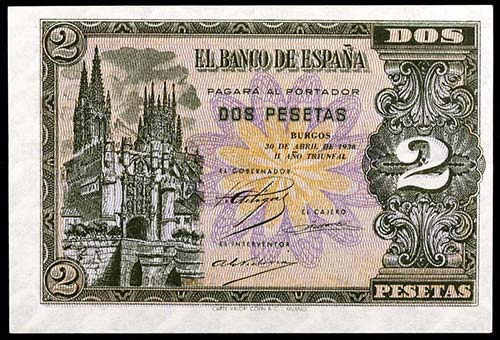 1938. Burgos. 2 pesetas. (Ed. ... 