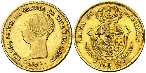 1855. Isabel II. Sevilla. 100 ... 