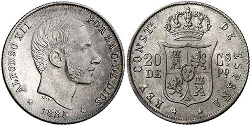 1885. Alfonso XII. Manila. 20 ... 