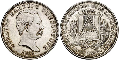 1861. El Salvador. 1 peso. (Kr. ... 