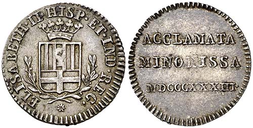 1833. Isabel II. Manresa. Medalla ... 