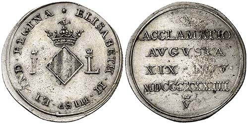 1833. Isabel II. Valencia. Medalla ... 