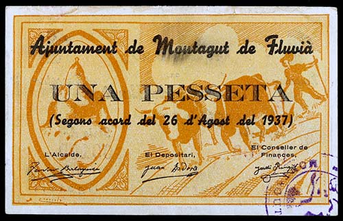 Montagut de Fluvià. 1 peseta. (T. ... 