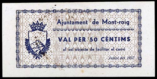 Mont-roig. 25, 50 céntimos y 1 ... 