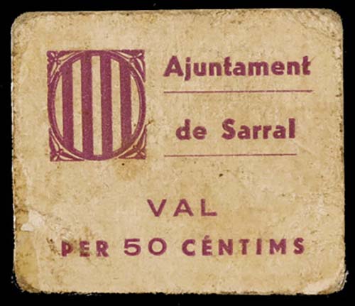 Sarral. 50 céntimos (dos). (T. ... 