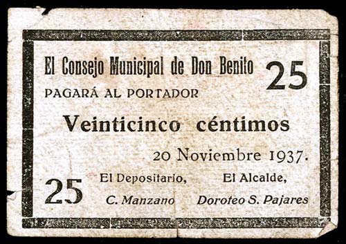 Don Benito (Badajoz). 25 céntimos ... 