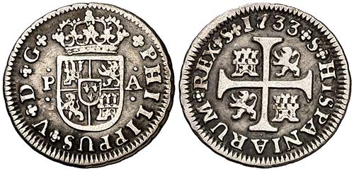 1733. Felipe V. Sevilla. PA. 1/2 ... 