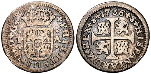 1736. Felipe V. Sevilla. PA. 1/2 ... 