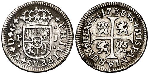 1738. Felipe V. Sevilla. PJ. 1/2 ... 