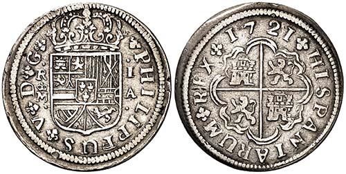 1721. Felipe V. Madrid. A. 1 real. ... 