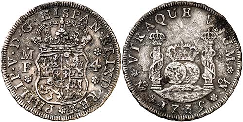 1735. Felipe V. M‚xico. MF. 4 ... 