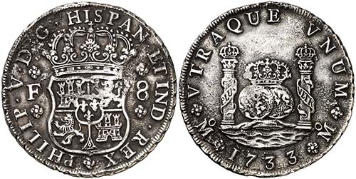 1733. Felipe V. M‚xico. F. 8 ... 