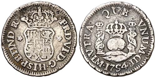 1754. Fernando VI. Lima. JD. 1/2 ... 