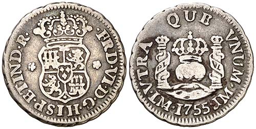 1755. Fernando VI. Lima. JM. 1/2 ... 