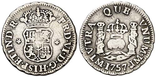 1757. Fernando VI. Lima. JM. 1/2 ... 