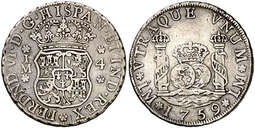 1759. Fernando VI. Lima. JM. 4 ... 