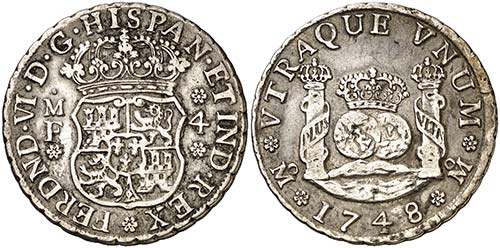 1748. Fernando VI. M‚xico. MF. 4 ... 