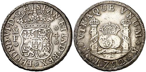 1752. Fernando VI. M‚xico. MF. 4 ... 