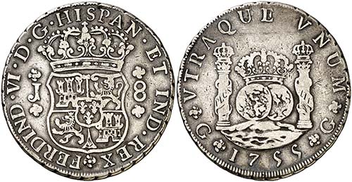 1755. Fernando VI. Guatemala. J. 8 ... 
