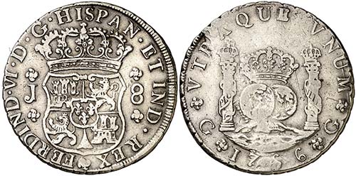 1756. Fernando VI. Guatemala. J. 8 ... 