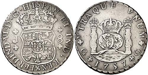 1757. Fernando VI. Guatemala. J. 8 ... 