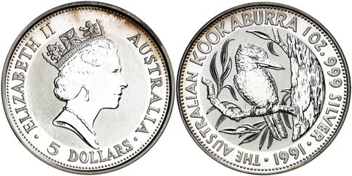 1991. Australia. Isabel II. 5 ... 