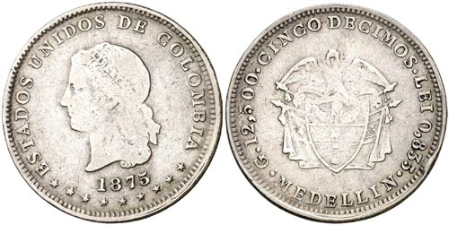 1875/4. Colombia. Medellín. 5 ... 