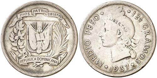 1937. República Dominicana. 1/2 ... 