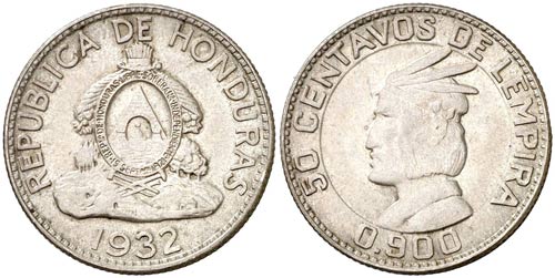 1932. Honduras. 50 centavos. (Kr. ... 