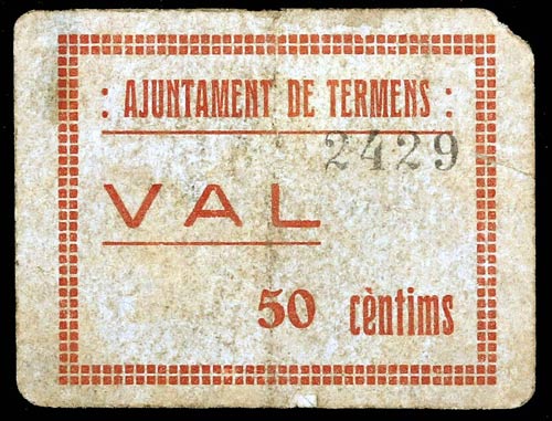 Termens. 50 céntimos. (T. 2845b). ... 