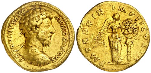 (165 d.C.). Marco Aurelio. Áureo. ... 