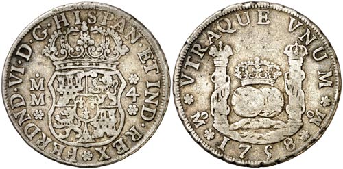 1758. Fernando VI. México. MM. 4 ... 