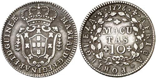 1796. Angola. María I. 10 ... 